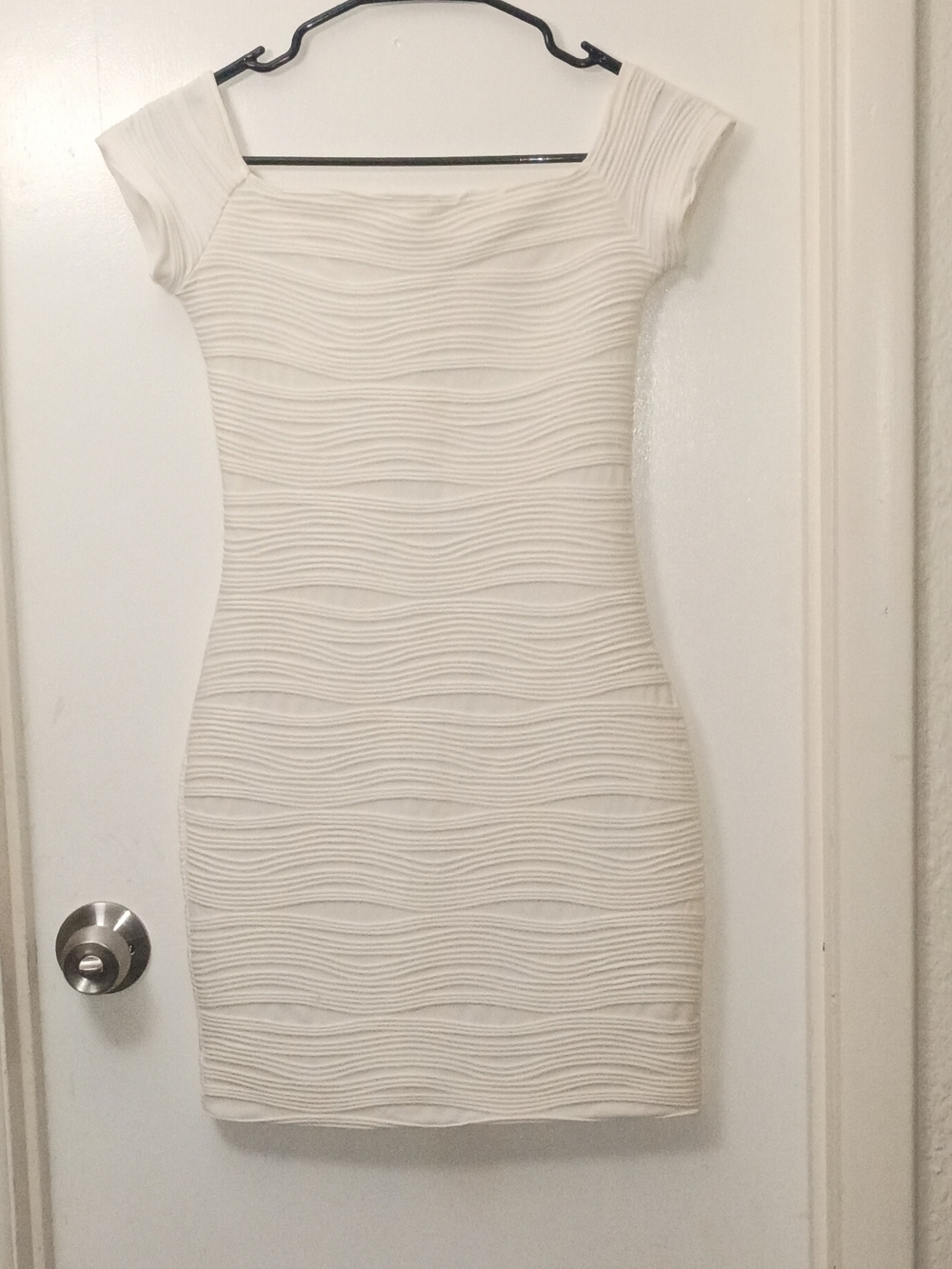 Wet Seal White Off Shoulder Bodycon Mini Dress Stretch Size S